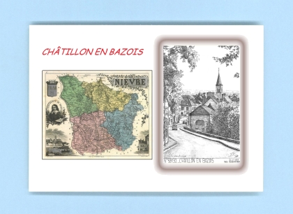 Cartes Postales impression Noir avec dpartement sur la ville de CHATILLON EN BAZOIS Titre : vue