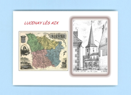 Cartes Postales impression Noir avec dpartement sur la ville de LUCENAY LES AIX Titre : eglise