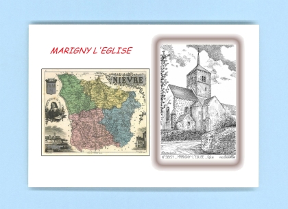 Cartes Postales impression Noir avec dpartement sur la ville de MARIGNY L EGLISE Titre : eglise