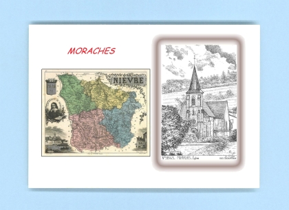Cartes Postales impression Noir avec dpartement sur la ville de MORACHES Titre : eglise