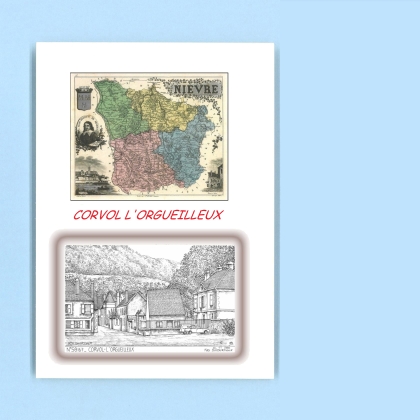 Cartes Postales impression Noir avec dpartement sur la ville de CORVOL L ORGUEILLEUX Titre : vue