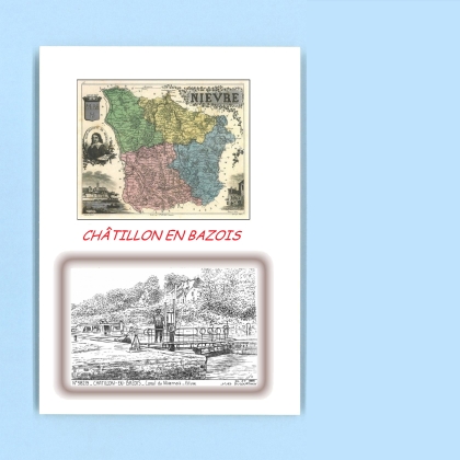 Cartes Postales impression Noir avec dpartement sur la ville de CHATILLON EN BAZOIS Titre : canal du nivernais