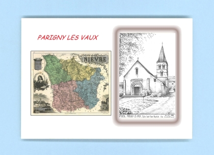 Cartes Postales impression Noir avec dpartement sur la ville de PARIGNY LES VAUX Titre : eglise st jean baptiste