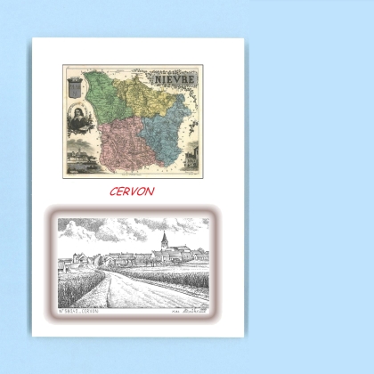 Cartes Postales impression Noir avec dpartement sur la ville de CERVON Titre : vue