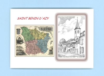 Cartes Postales impression Noir avec dpartement sur la ville de ST BENIN D AZY Titre : eglise