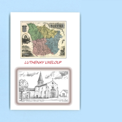 Cartes Postales impression Noir avec dpartement sur la ville de LUTHENAY UXELOUP Titre : eglise