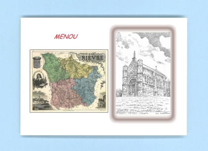 Cartes Postales impression Noir avec dpartement sur la ville de MENOU Titre : chapelle