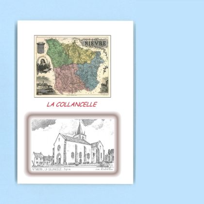 Cartes Postales impression Noir avec dpartement sur la ville de LA COLLANCELLE Titre : eglise
