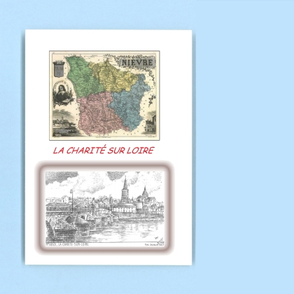Cartes Postales impression Noir avec dpartement sur la ville de LA CHARITE SUR LOIRE Titre : vue