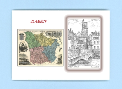 Cartes Postales impression Noir avec dpartement sur la ville de CLAMECY Titre : vue