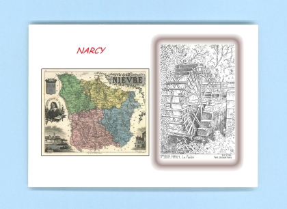 Cartes Postales impression Noir avec dpartement sur la ville de NARCY Titre : le foulon