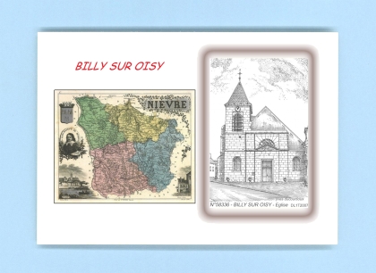 Cartes Postales impression Noir avec dpartement sur la ville de BILLY SUR OISY Titre : eglise