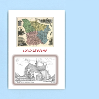 Cartes Postales impression Noir avec dpartement sur la ville de LURCY LE BOURG Titre : eglise