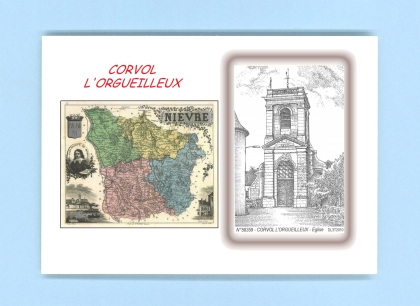 Cartes Postales impression Noir avec dpartement sur la ville de CORVOL L ORGUEILLEUX Titre : eglise