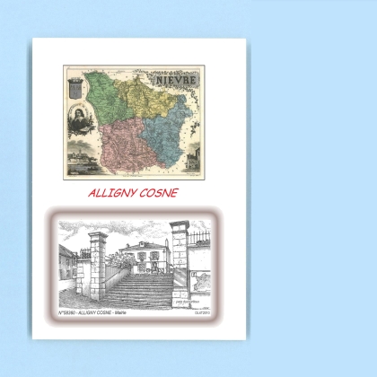 Cartes Postales impression Noir avec dpartement sur la ville de ALLIGNY COSNE Titre : mairie