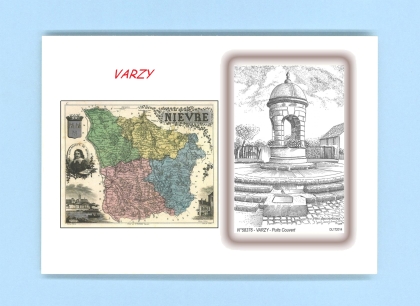 Cartes Postales impression Noir avec dpartement sur la ville de VARZY Titre : puits couvert