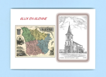 Cartes Postales impression Noir avec dpartement sur la ville de GLUX EN GLENNE Titre : eglise