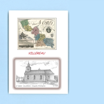 Cartes Postales impression Noir avec dpartement sur la ville de VILLEREAU Titre : chapelle d herbignies