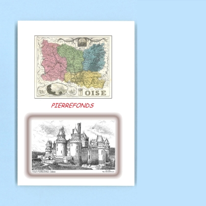 Cartes Postales impression Noir avec dpartement sur la ville de PIERREFONDS Titre : chateau