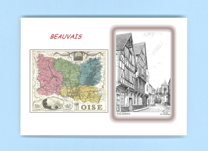 Cartes Postales impression Noir avec dpartement sur la ville de BEAUVAIS Titre : vue
