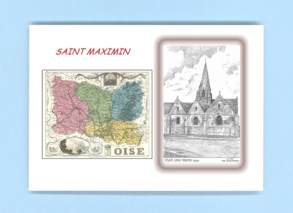 Cartes Postales impression Noir avec dpartement sur la ville de ST MAXIMIN Titre : eglise