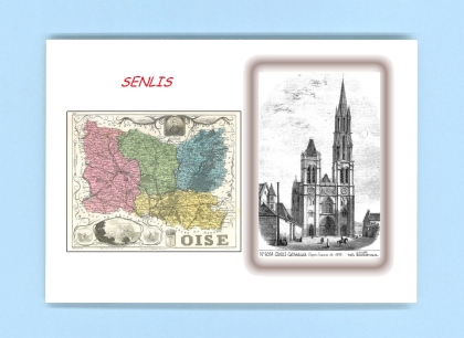 Cartes Postales impression Noir avec dpartement sur la ville de SENLIS Titre : cathedrale