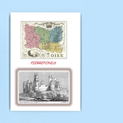 Cartes Postales impression Noir avec dpartement sur la ville de PIERREFONDS Titre : ruines du chateau