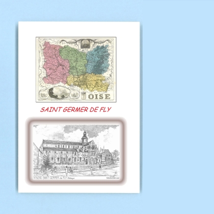 Cartes Postales impression Noir avec dpartement sur la ville de ST GERMER DE FLY Titre : abbaye