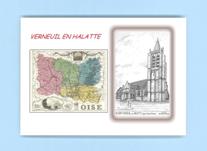 Cartes Postales impression Noir avec dpartement sur la ville de VERNEUIL EN HALATTE Titre : eglise st honore