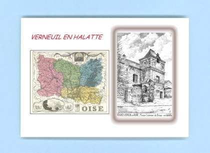 Cartes Postales impression Noir avec dpartement sur la ville de VERNEUIL EN HALATTE Titre : maison salomon de brosse