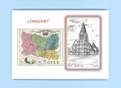 Cartes Postales impression Noir avec dpartement sur la ville de LIANCOURT Titre : eglise