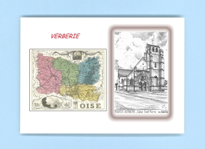 Cartes Postales impression Noir avec dpartement sur la ville de VERBERIE Titre : eglise st pierre