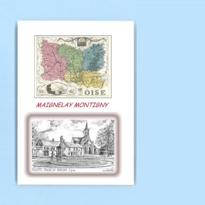 Cartes Postales impression Noir avec dpartement sur la ville de MAIGNELAY MONTIGNY Titre : eglise