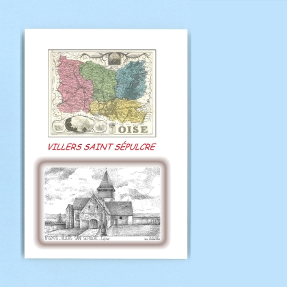 Cartes Postales impression Noir avec dpartement sur la ville de VILLERS ST SEPULCRE Titre : eglise