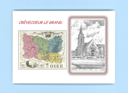 Cartes Postales impression Noir avec dpartement sur la ville de CREVECOEUR LE GRAND Titre : eglise