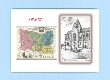 Cartes Postales impression Noir avec dpartement sur la ville de AGNETZ Titre : eglise