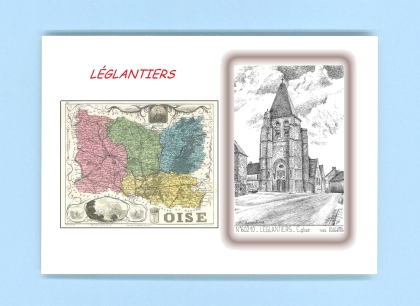 Cartes Postales impression Noir avec dpartement sur la ville de LEGLANTIERS Titre : eglise