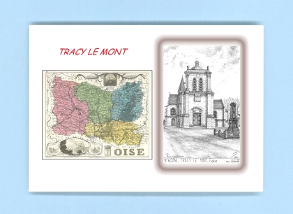 Cartes Postales impression Noir avec dpartement sur la ville de TRACY LE MONT Titre : eglise
