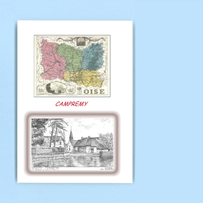 Cartes Postales impression Noir avec dpartement sur la ville de CAMPREMY Titre : vue