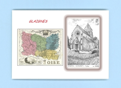 Cartes Postales impression Noir avec dpartement sur la ville de GLAIGNES Titre : eglise