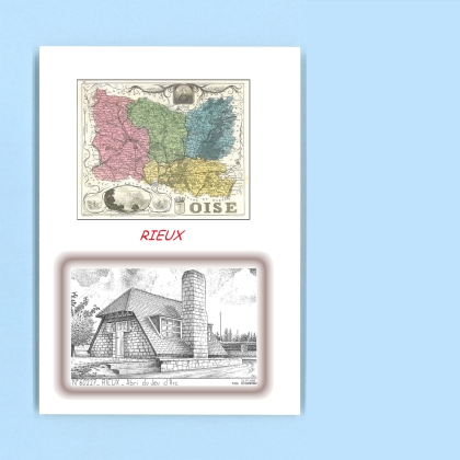 Cartes Postales impression Noir avec dpartement sur la ville de RIEUX Titre : abri du jeu d arc