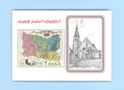 Cartes Postales impression Noir avec dpartement sur la ville de AUGER ST VINCENT Titre : eglise
