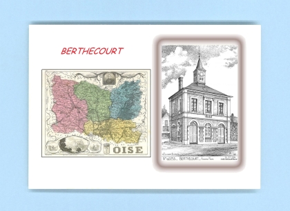 Cartes Postales impression Noir avec dpartement sur la ville de BERTHECOURT Titre : ancienne mairie