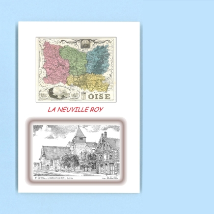 Cartes Postales impression Noir avec dpartement sur la ville de LA NEUVILLE ROY Titre : eglise et mairie