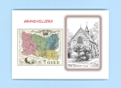 Cartes Postales impression Noir avec dpartement sur la ville de GRANDVILLIERS Titre : chapelle