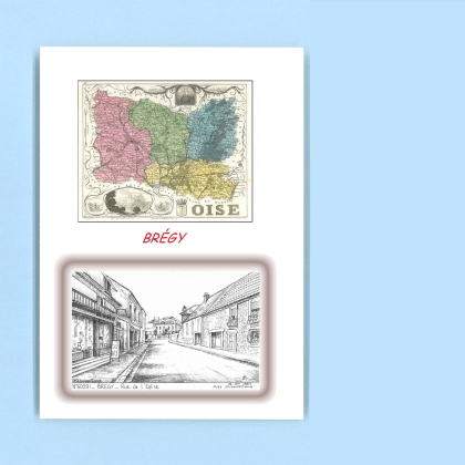 Cartes Postales impression Noir avec dpartement sur la ville de BREGY Titre : rue de l eglise