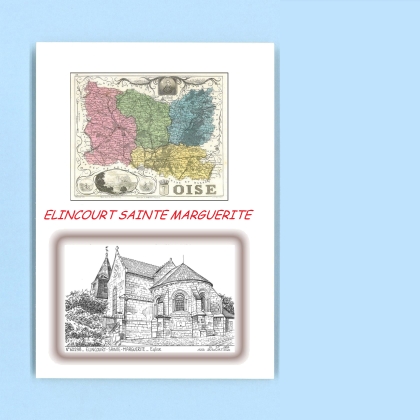 Cartes Postales impression Noir avec dpartement sur la ville de ELINCOURT STE MARGUERITE Titre : eglise