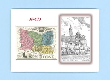 Cartes Postales impression Noir avec dpartement sur la ville de SENLIS Titre : notre dame