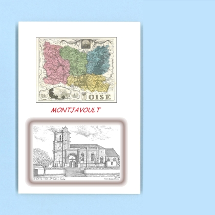Cartes Postales impression Noir avec dpartement sur la ville de MONTJAVOULT Titre : eglise