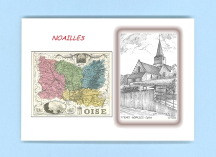 Cartes Postales impression Noir avec dpartement sur la ville de NOAILLES Titre : eglise